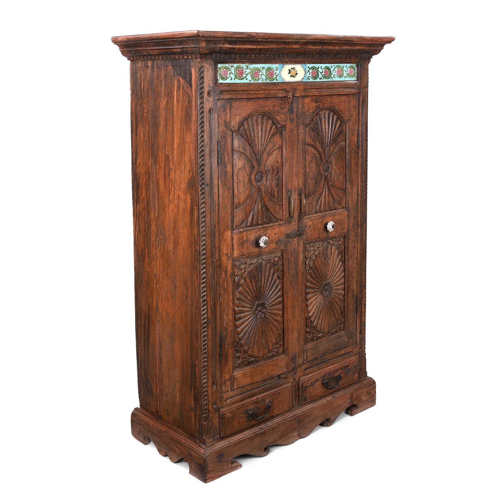 Antique Indian Almirah Cabinet From Gujarat   19th Century photo vinterior