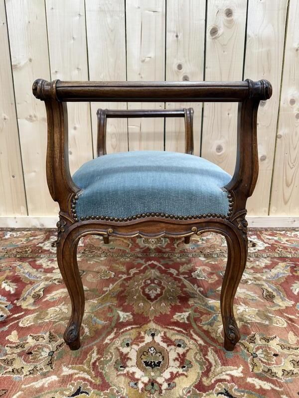 Banc   Banquette De Piano Ou D'entrée En Velours Bleu. photo furniture