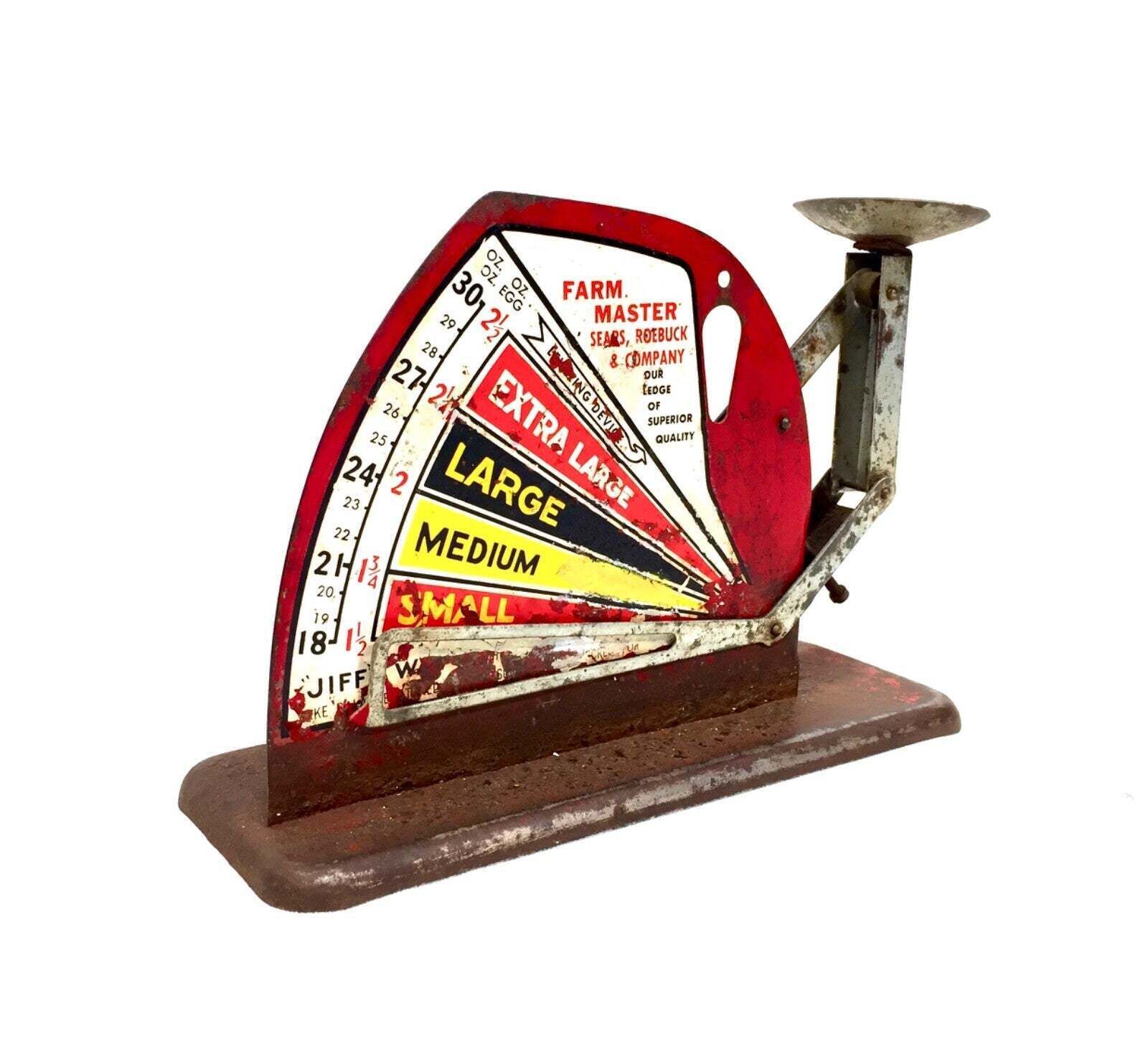 Antique Red Jiffy Way Egg Scale By Farm Master Sears, Roebuck & Company C.1940 photo for sale