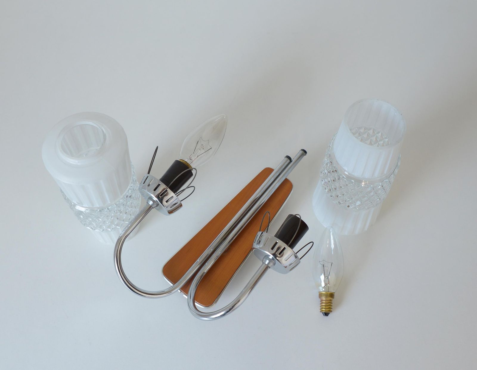 Vintage Scandinavian Style Lamp / Double Wall Sconce / Mid Century Modern / Space Age Light Fixture / Yugoslavia 1960's / Flush Mount Light photo vinterior