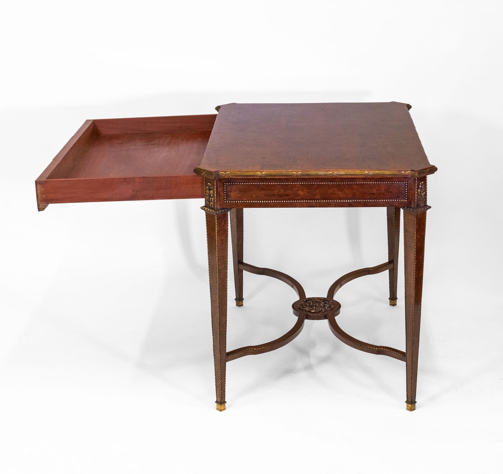 photo vinterior Late 19th Century Plum Pudding & Gilt Centre Side Table Greek Key Louis XVI Revival