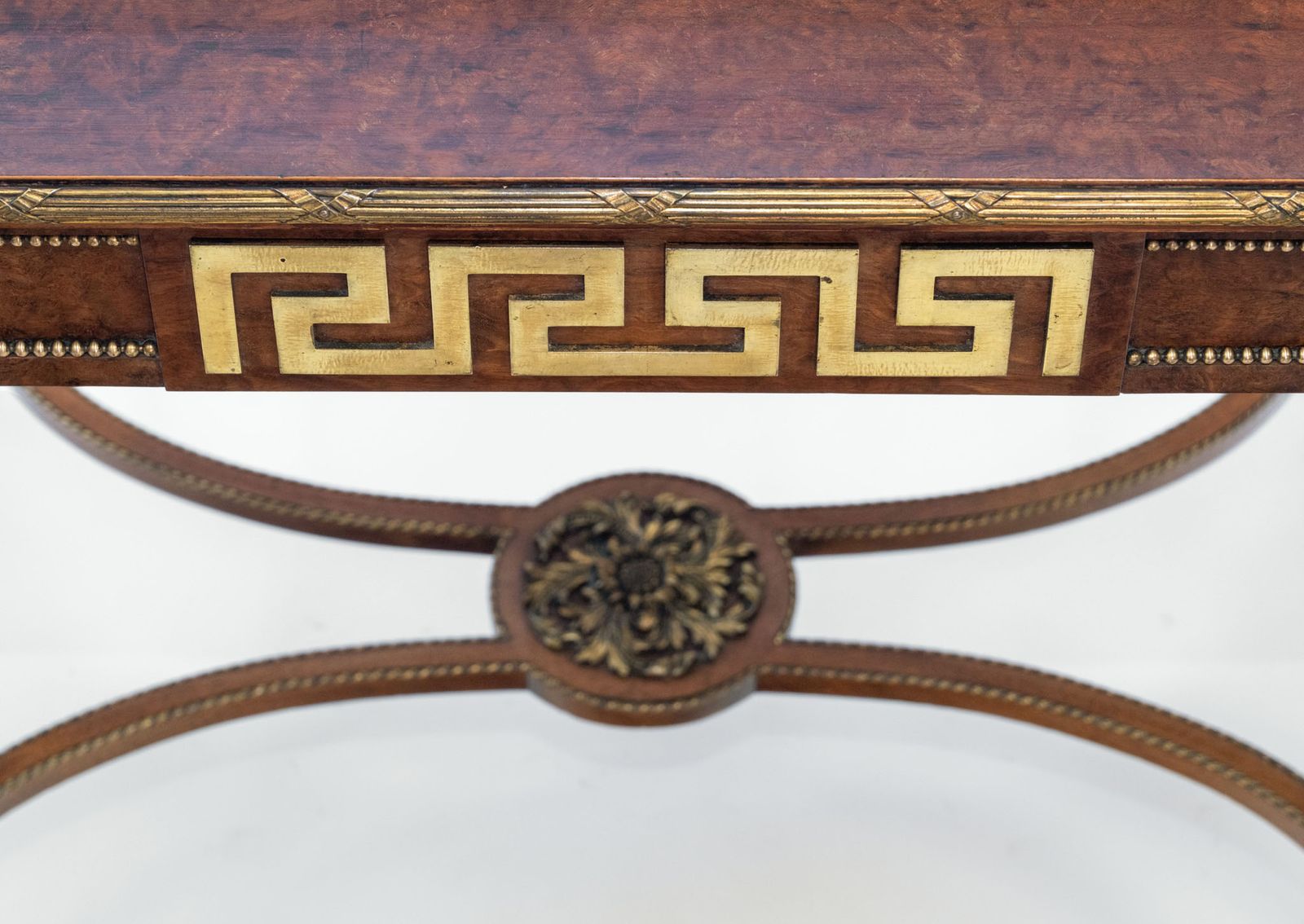 photo buy Late 19th Century Plum Pudding & Gilt Centre Side Table Greek Key Louis XVI Revival