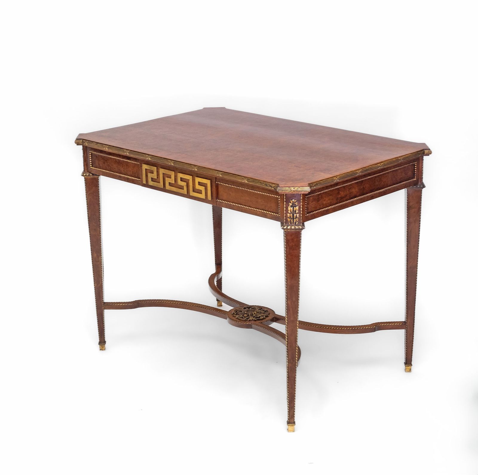 photo vintage Late 19th Century Plum Pudding & Gilt Centre Side Table Greek Key Louis XVI Revival
