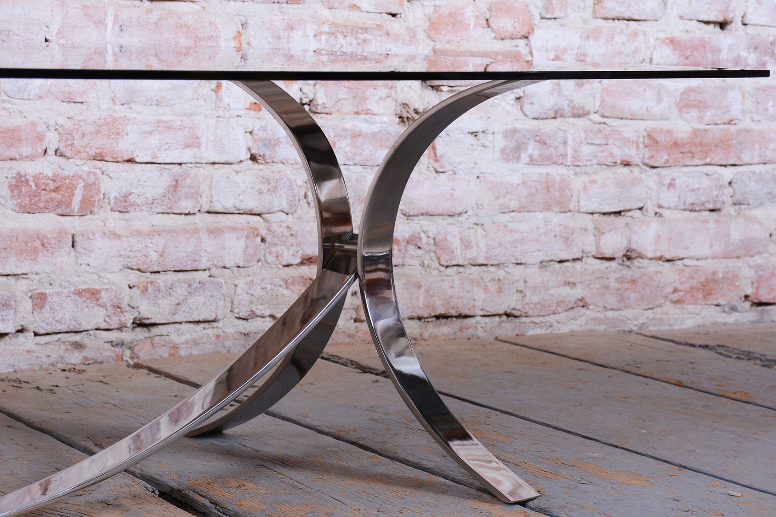 Original Mid Century Dinig Table, By O. Borsani, Chrome, Glass, Italy, 1960s photo Furniture