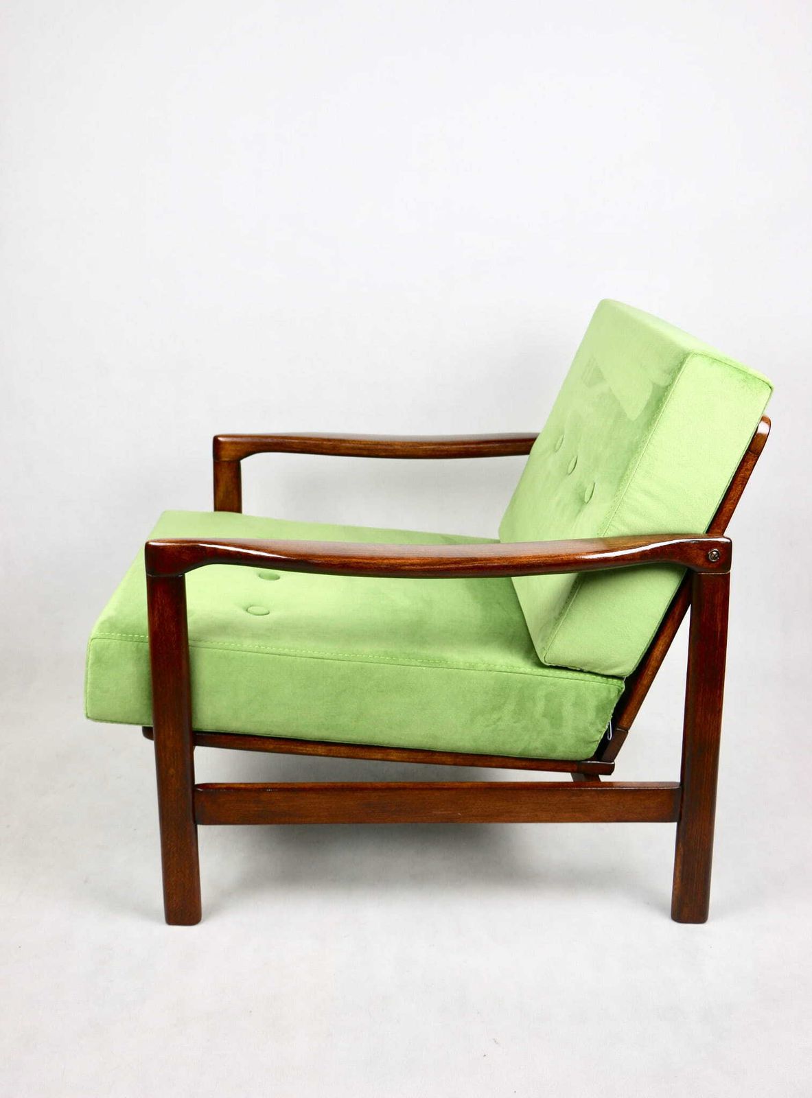 Wooden Armchair Brown Vintage Pea Green Designed By Z. Bączyk   2 Pieces Available photo vinterior