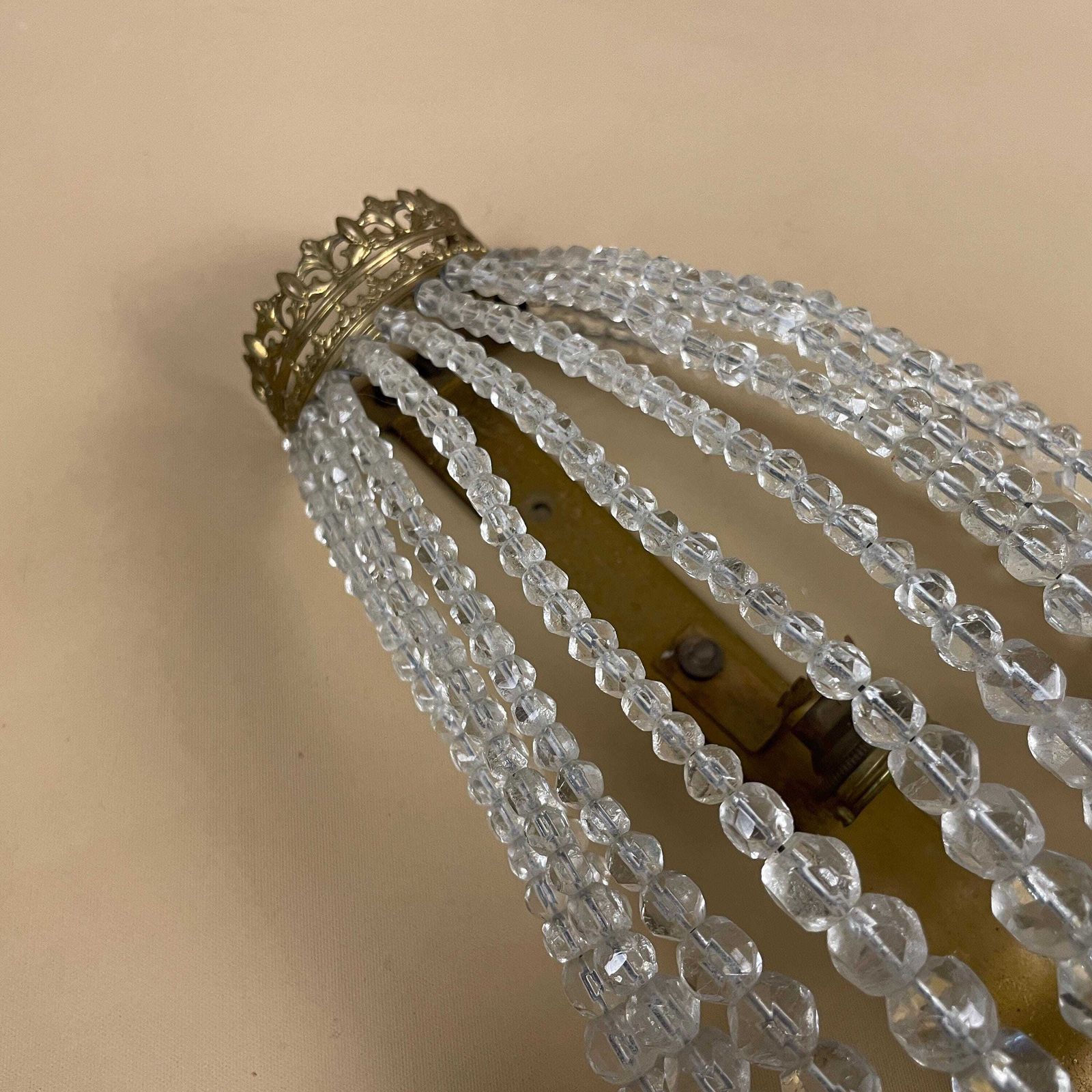 Antique Glass Chandelier Wall Light Lamp French Brass Metal Decorative Vintage photo 145.0