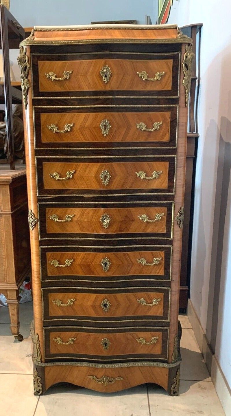 Lady Napoleon III Secretary Rosewood And Rosewood Marble Top photo vintage