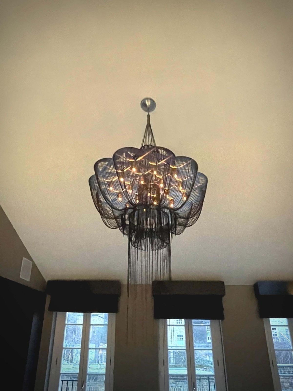 Contemporary Steel And Black Chain 'Flower Of Life' Chandelier By Willowlamp, South Africa photo furniture
