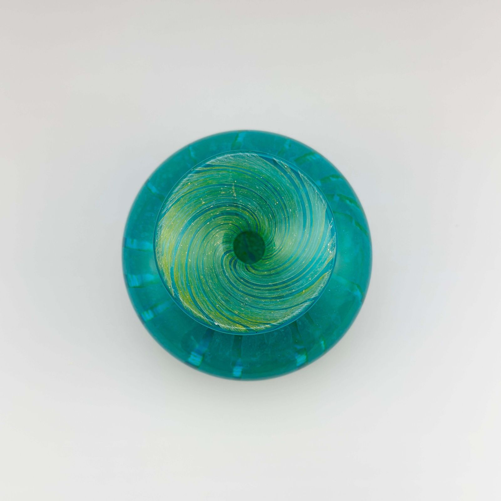 Squat Bottle Vase, Turquoise And Green, Ming Pattern, Mdina Glass, Malta, 1970s photo buy