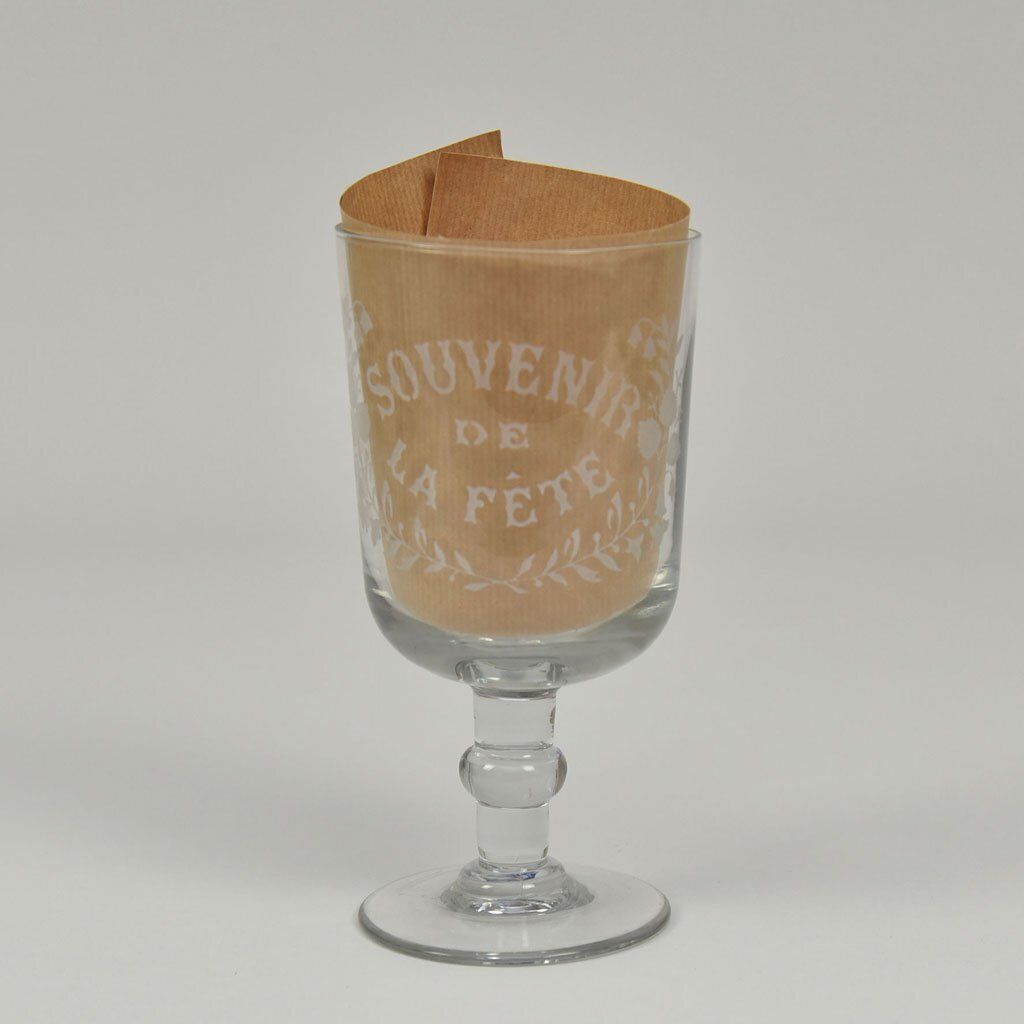 ‘Souvenir De La Fete’ Glass Vintage Goblet photo Home Decor