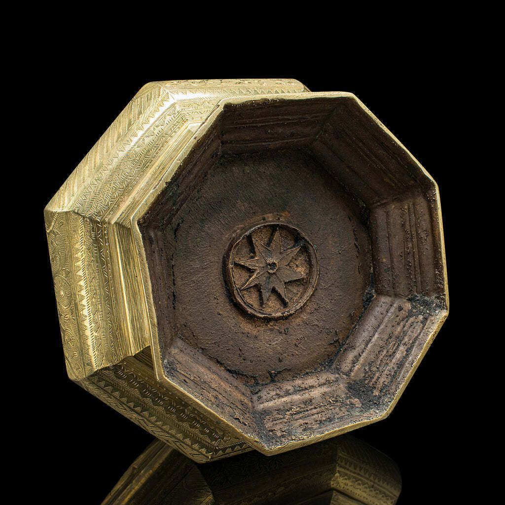 photo furniture Antique Temple Betel Nut Dish, Indonesian, Engraved Brass Sireh Stand, Victorian