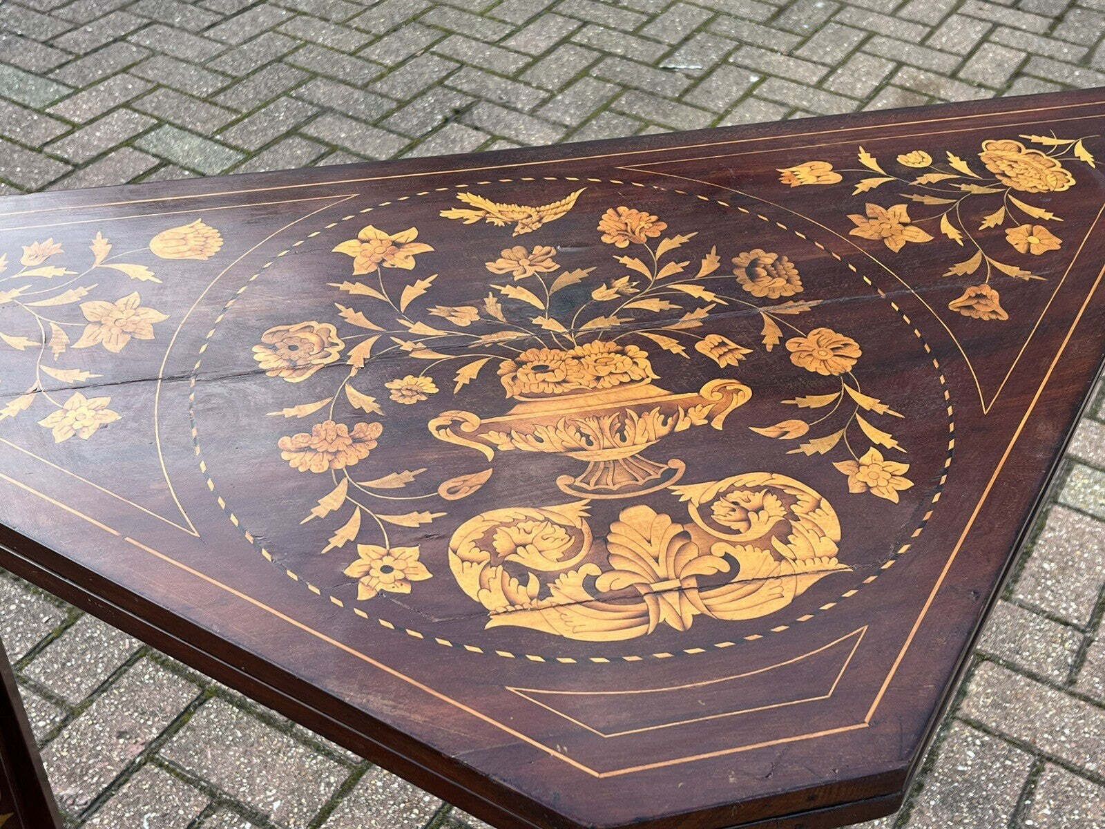 18thc Dutch Marquetry Games Table With Fold Over Lid & Card Playing Area photo Furniture