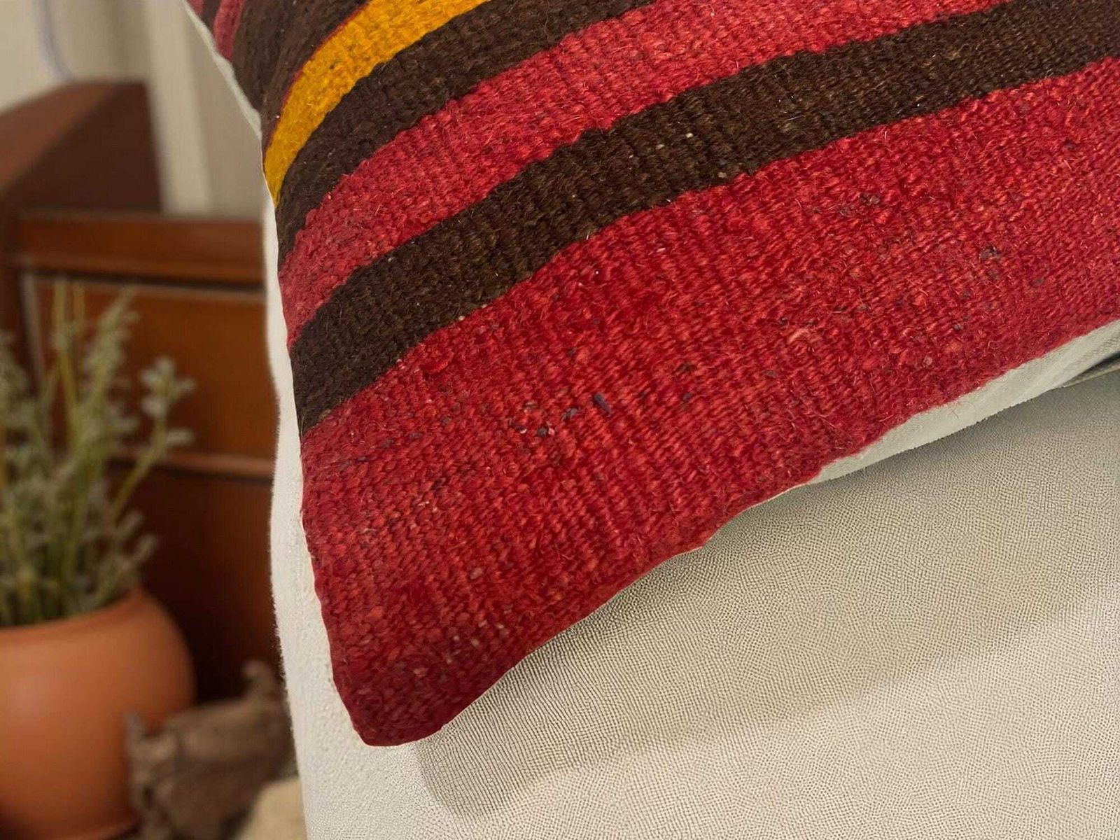 Hand Made Kilim Faced Cushion 16 X 16 Inches, Anatolian Kilim Pillow, Handmade Cushion Cover, Turkish Decor, Home Decor Accent photo Textiles