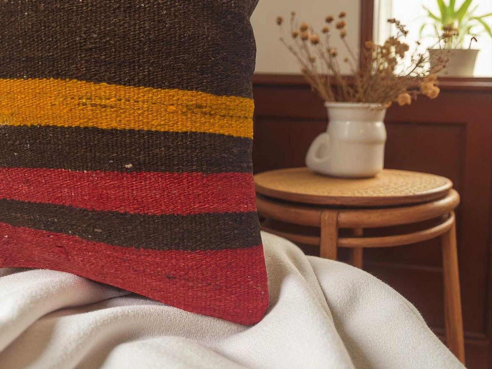 Hand Made Kilim Faced Cushion 16 X 16 Inches, Anatolian Kilim Pillow, Handmade Cushion Cover, Turkish Decor, Home Decor Accent photo buy