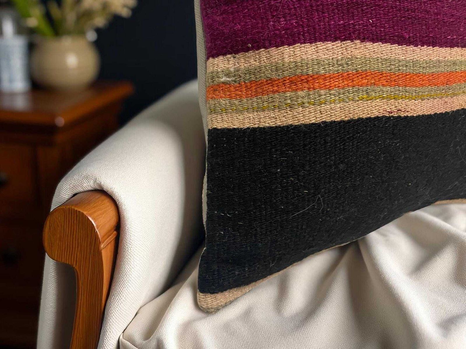photo furniture Hand Made Kilim Faced Cushion 16 X 16 Inches, Anatolian Kilim Pillow, Handmade Cushion Cover, Turkish Decor, Home Decor Accent