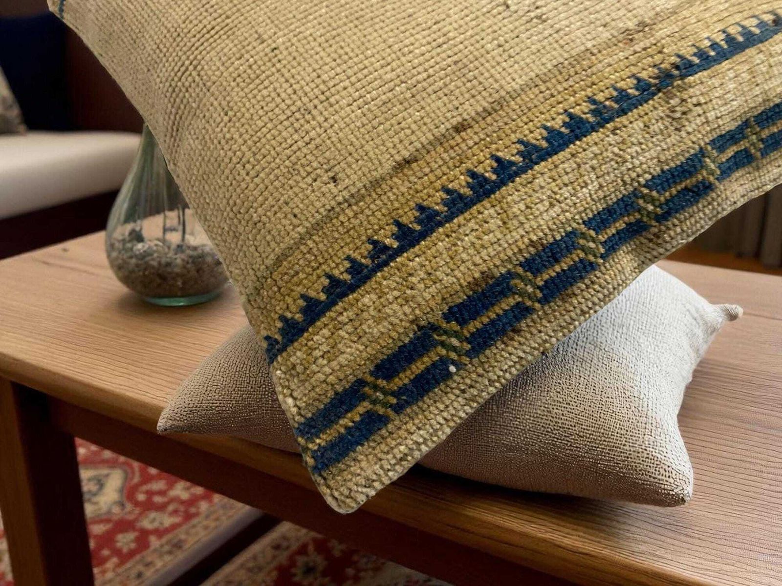 Hand Made Kilim Faced Cushion 16 X 16 Inches, Anatolian Kilim Pillow, Handmade Cushion Cover, Turkish Decor, Home Decor Accent photo 96.0