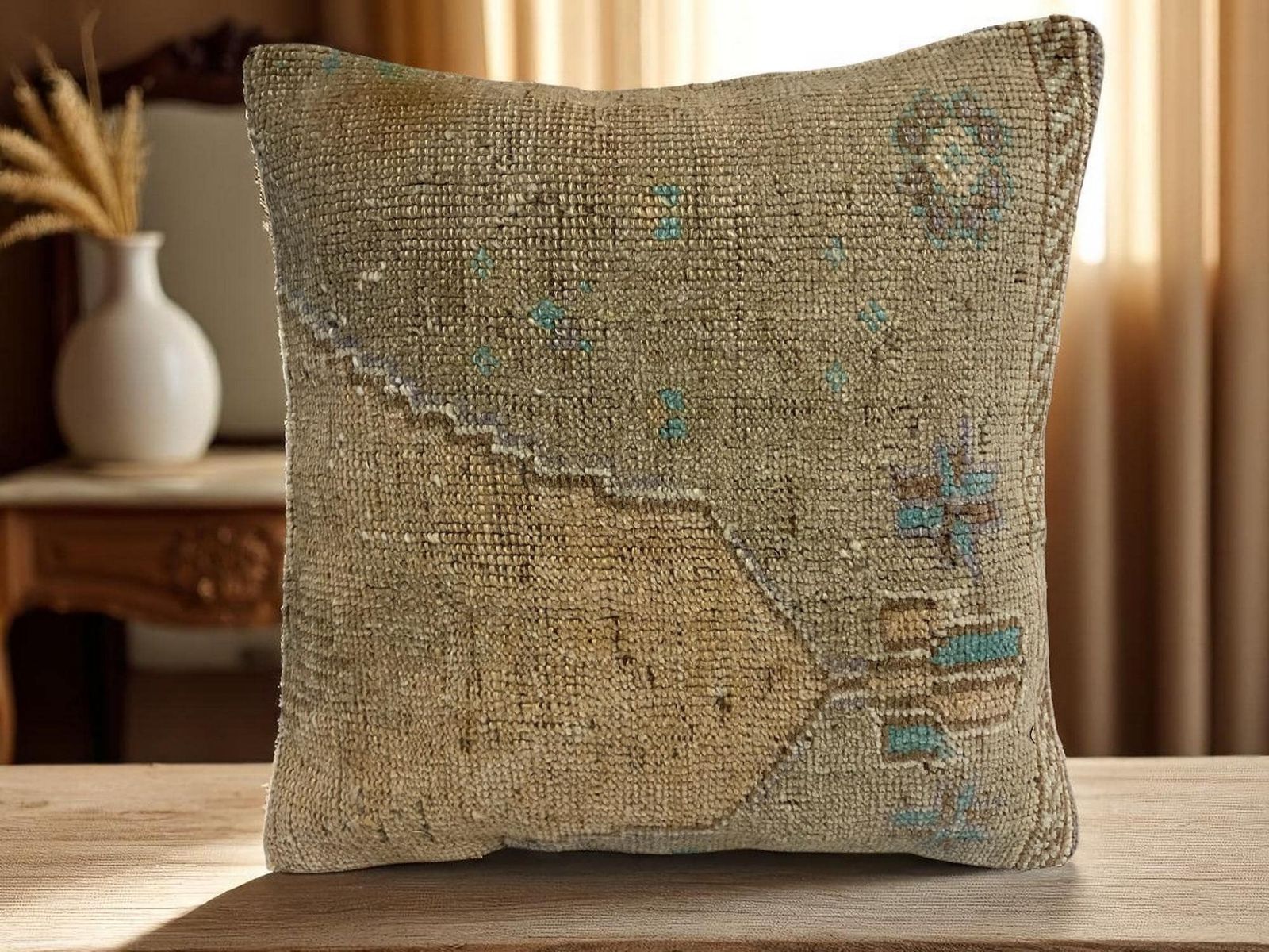 Hand Made Kilim Faced Cushion 16 X 16 Inches, Anatolian Kilim Pillow, Handmade Cushion Cover, Turkish Decor, Home Decor Accent photo furniture