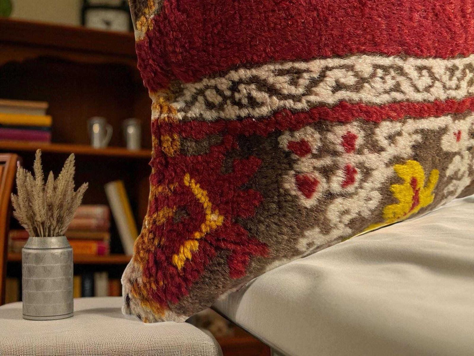 photo for sale Hand Made Kilim Faced Cushion 12 X 20 Inches, Anatolian Kilim Pillow, Handmade Cushion Cover, Turkish Decor, Home Decor Accent
