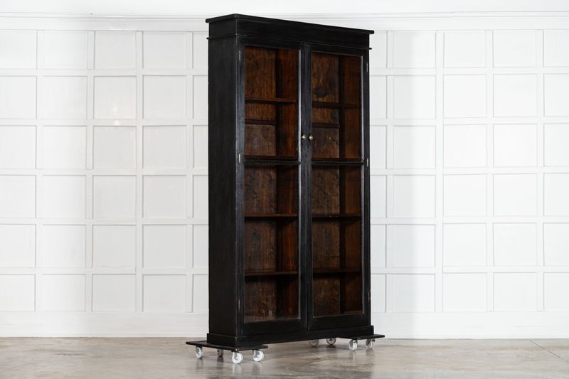19thc English Oak Glazed Bookcase Cabinet photo 4543.0