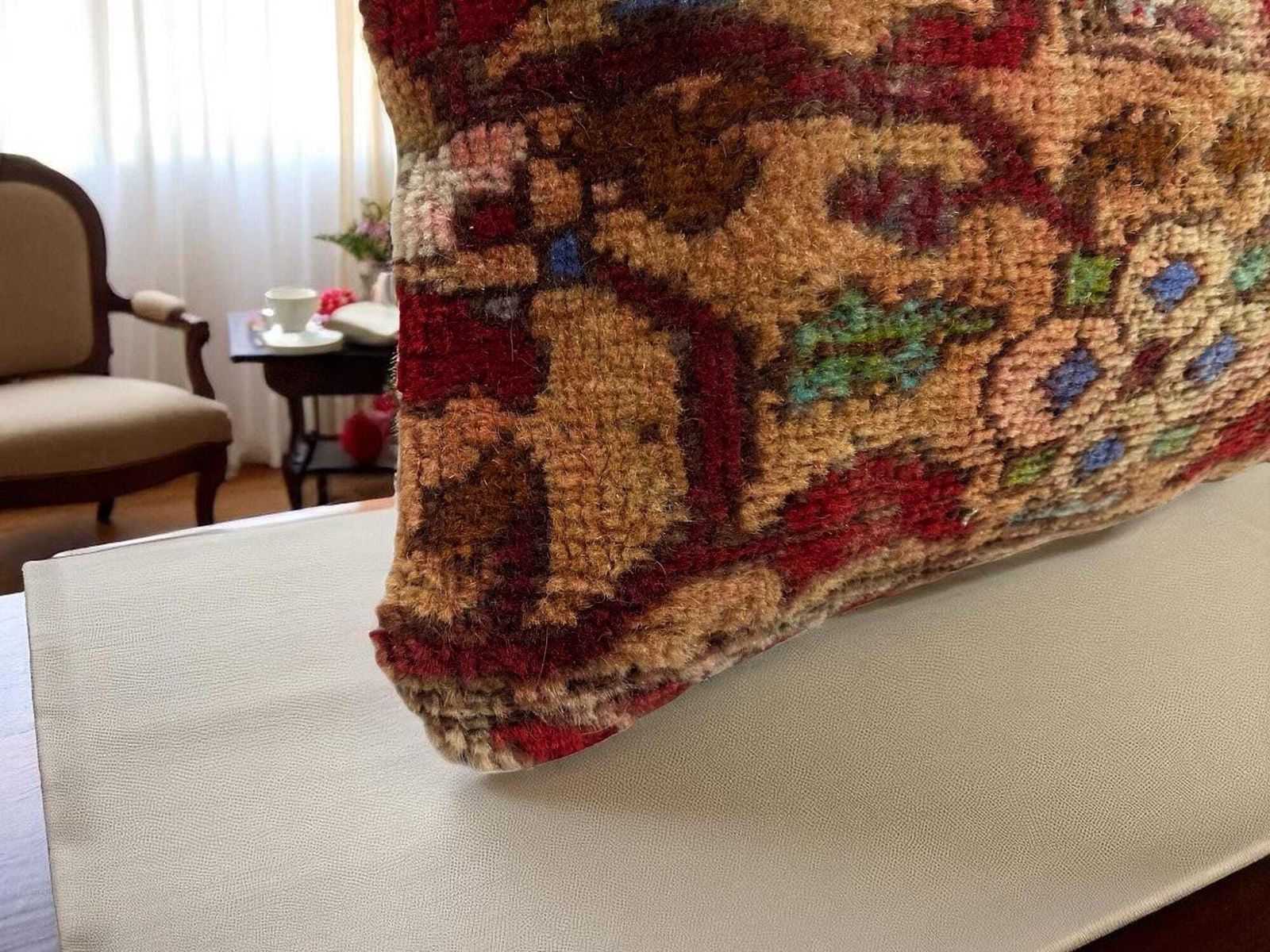 Hand Made Kilim Faced Cushion 12 X 20 Inches, Anatolian Kilim Pillow, Handmade Cushion Cover, Turkish Decor, Home Decor Accent photo vintage