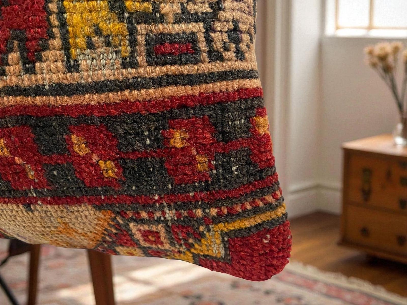 Hand Made Kilim Faced Cushion 12 X 20 Inches, Anatolian Kilim Pillow, Handmade Cushion Cover, Turkish Decor, Home Decor Accent photo vintage