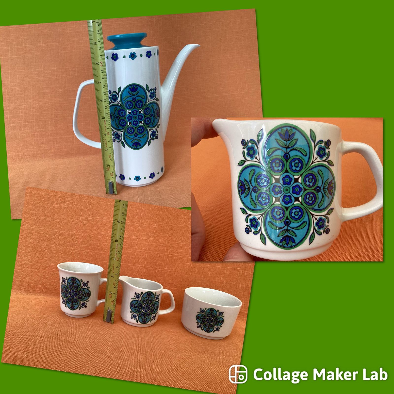 Complete 1960s J&G Meakin Impact Coffee Set: Coffee Pot, 6 Cups And Saucers, Cream Jug, Sugar Bowl, Studio Meakin Impact, Retro Coffee Set photo vintage