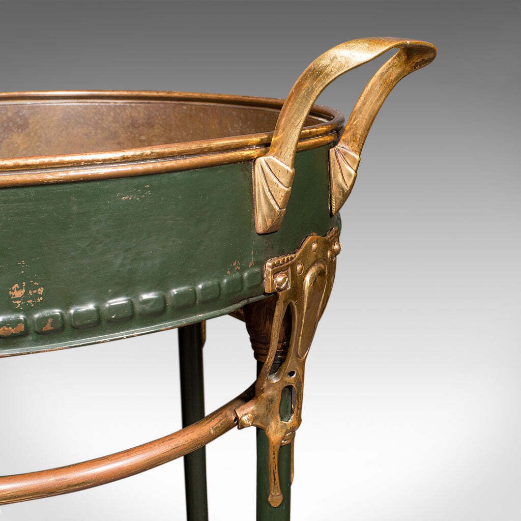 Antique Bottle Cooler, French Brass, Cocktail Party, Jardiniere Stand, Victorian photo vintage