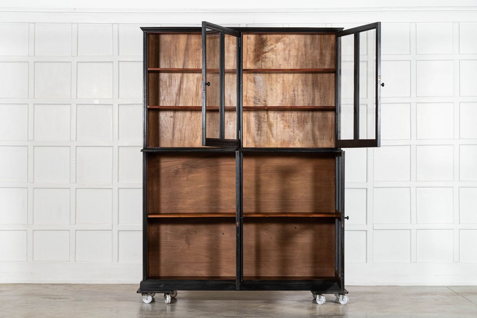 Large English 19thc Ebonised Mahogany Glazed Cabinet photo furniture