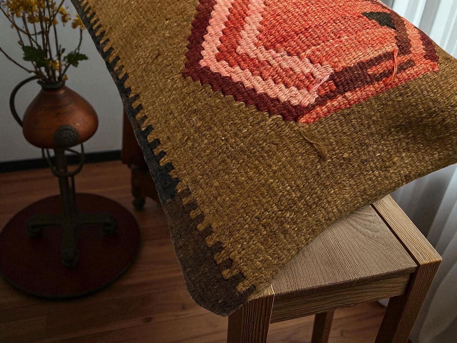 photo furniture Hand Made Kilim Faced Cushion 12 X 20 Inches, Anatolian Kilim Pillow, Handmade Cushion Cover, Turkish Decor, Home Decor Accent