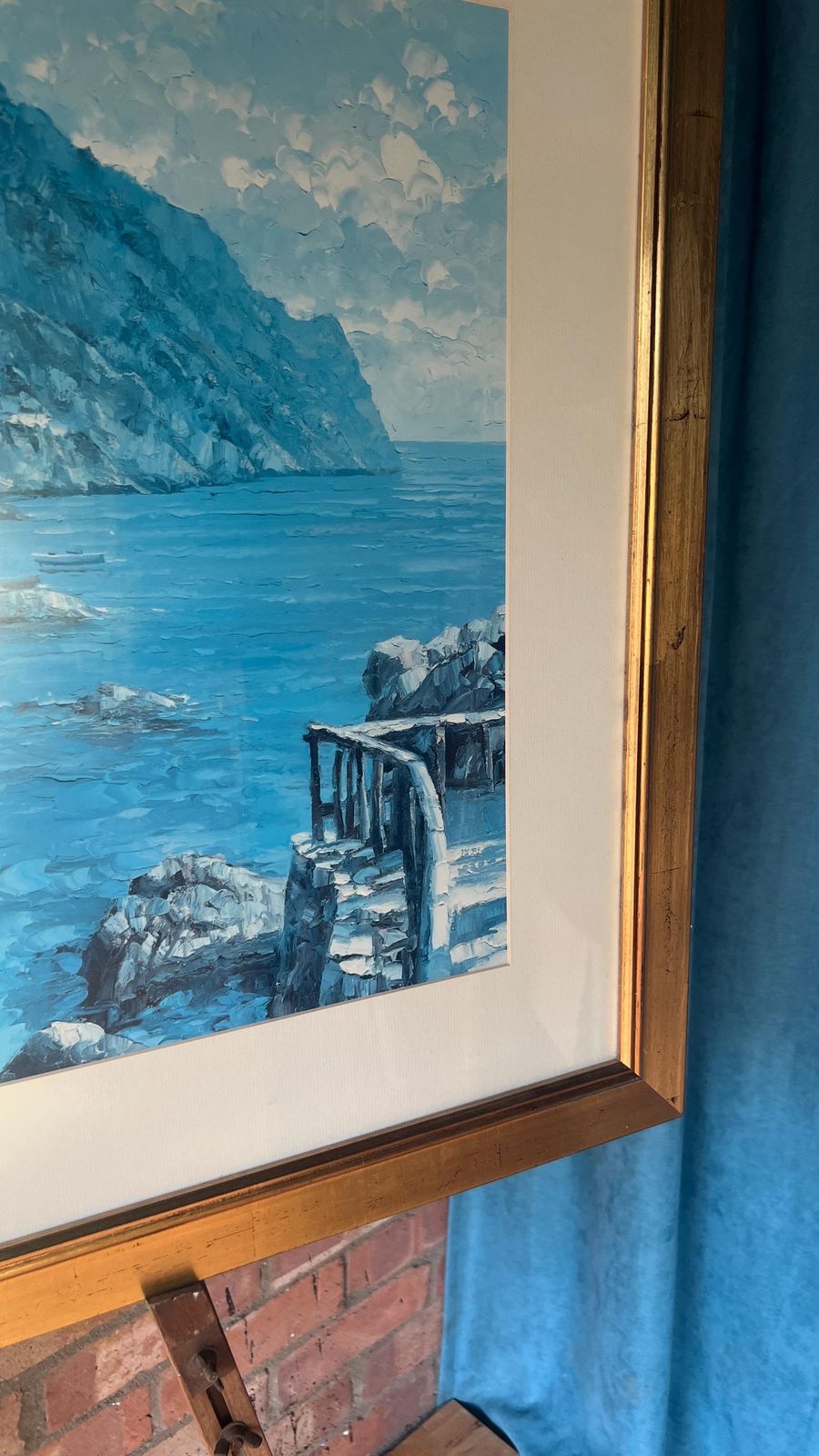 Large Framed Coastal Print “Capri Del Mar” By Howard Behrens – Serene Mediterranean Seascape, Glazed And Ready To Hang photo buy