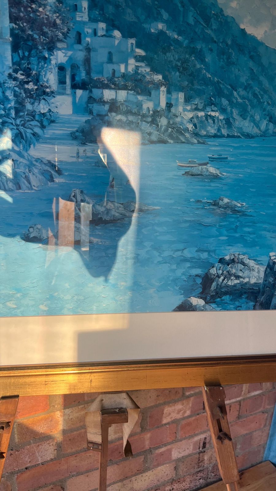 Large Framed Coastal Print “Capri Del Mar” By Howard Behrens – Serene Mediterranean Seascape, Glazed And Ready To Hang photo vintage