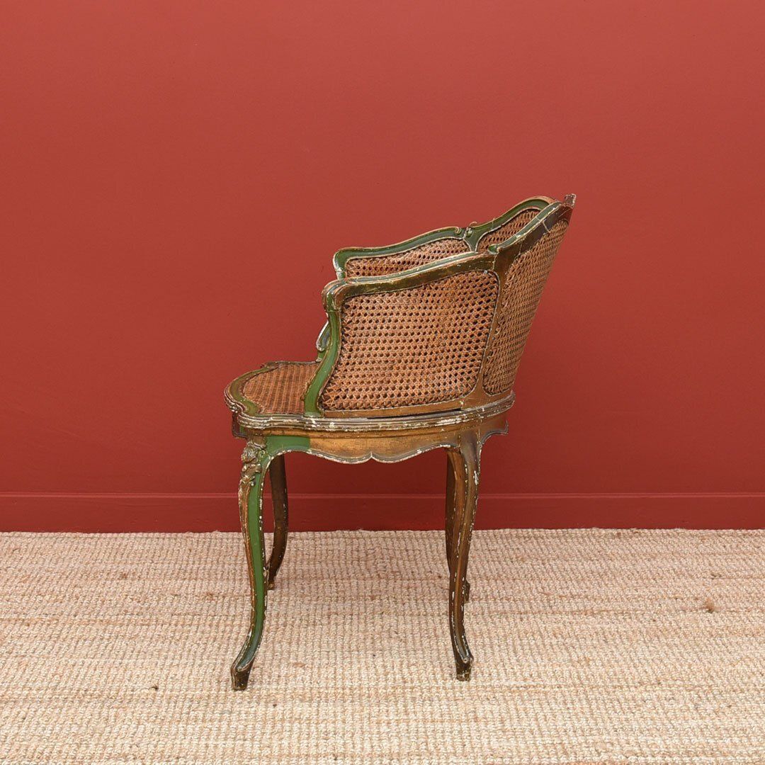 Vintage Begere Chair In Green And Gold Original Paint photo furniture