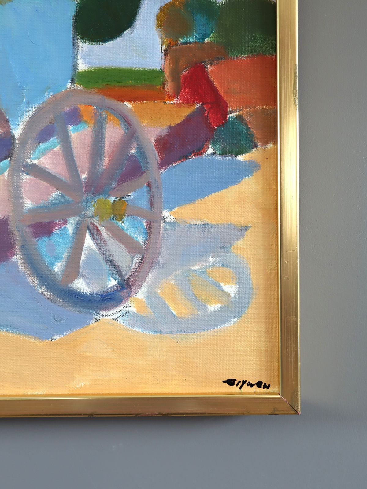 Sunlit Cart Oil Painting, Mid 20th Century photo buy