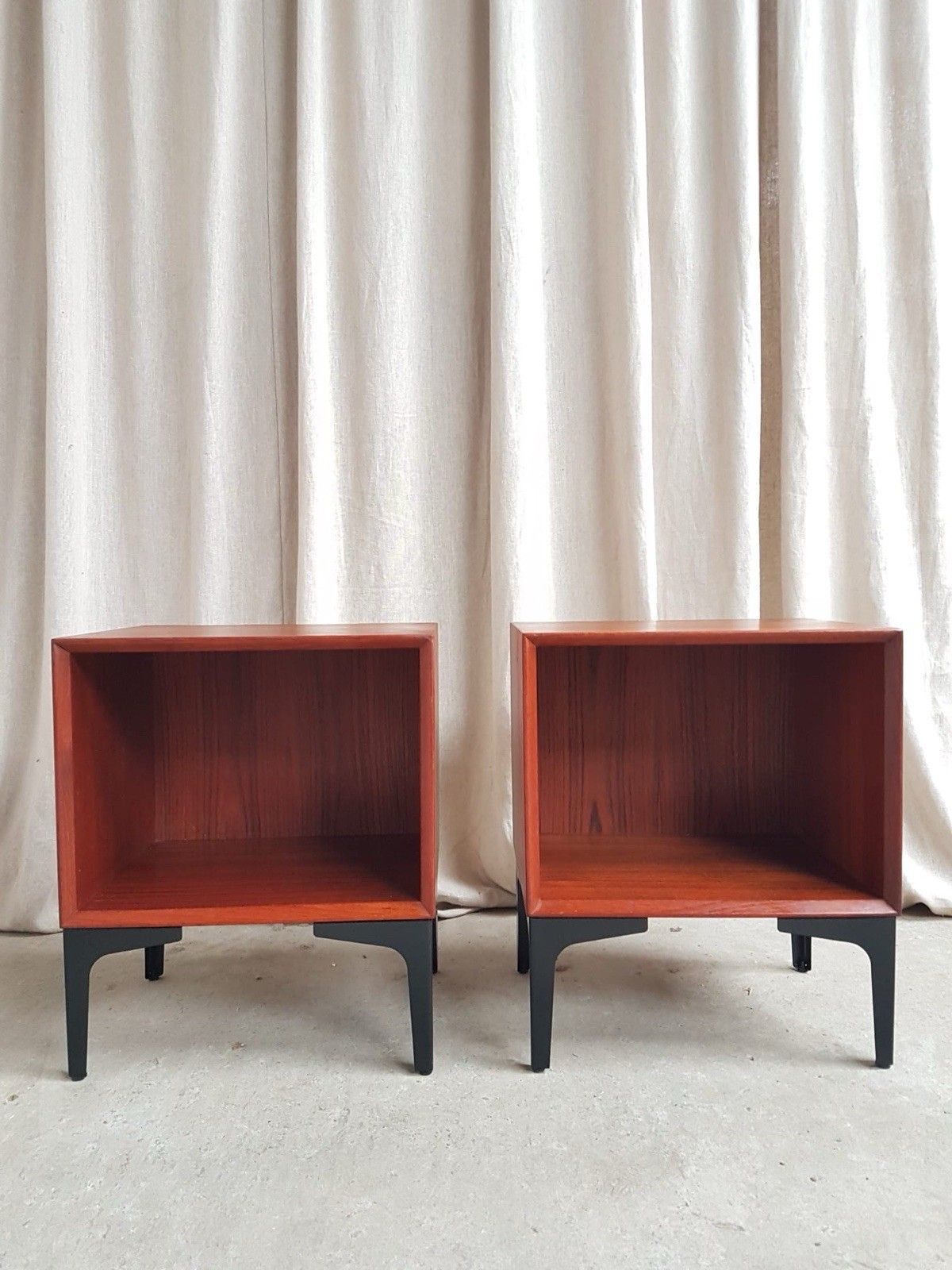 Vtg Pair Of Danish Teak Mid Century Bedside Tables Nightstands Retro Scandi R896 photo for sale