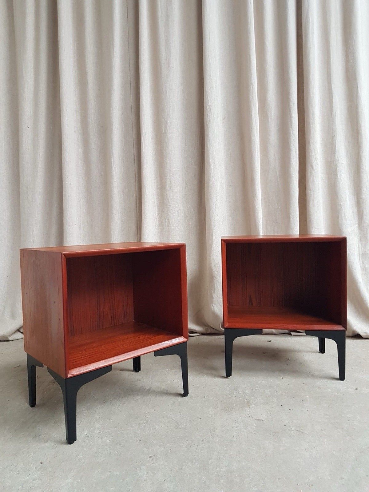 Vtg Pair Of Danish Teak Mid Century Bedside Tables Nightstands Retro Scandi R896 photo buy