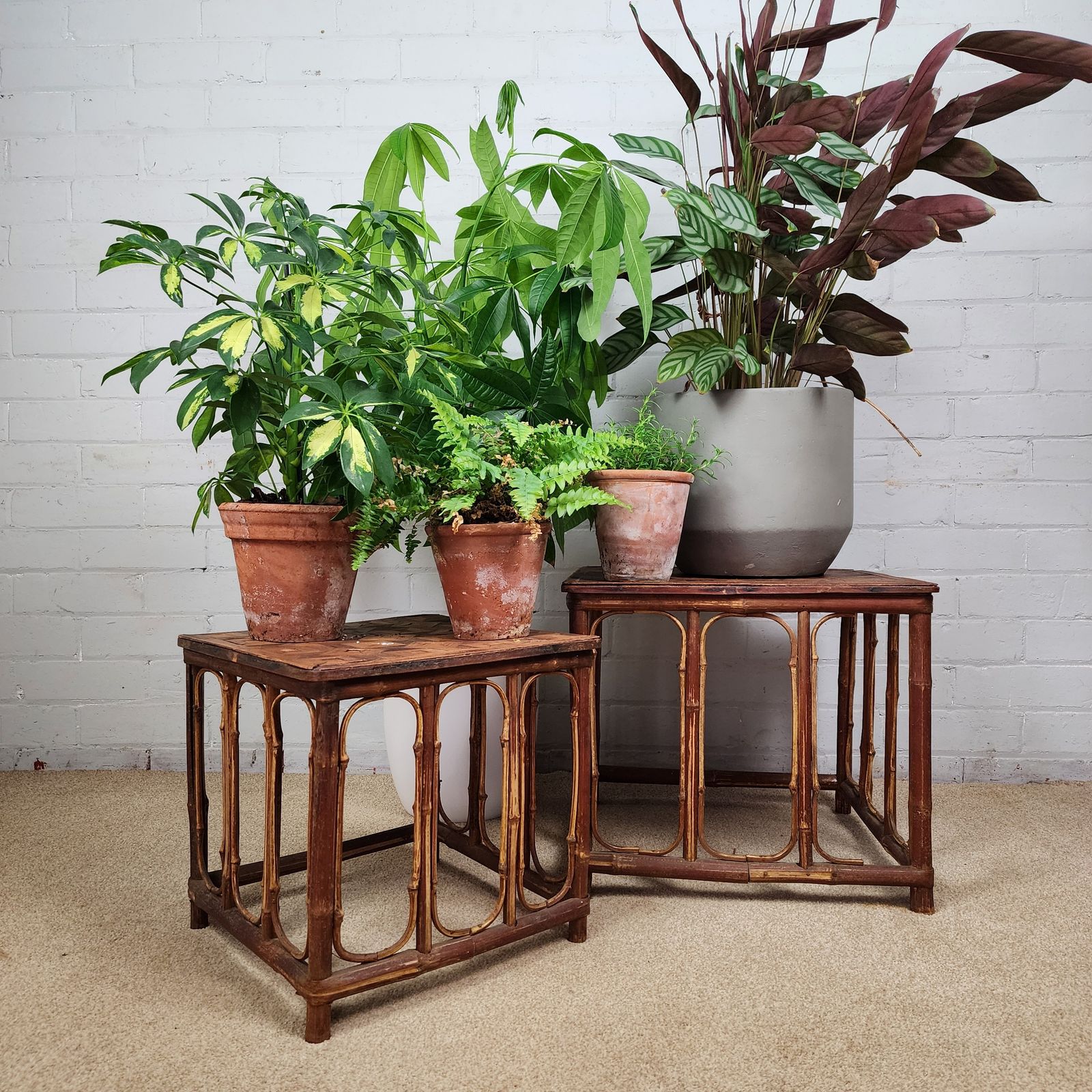 Mid 20th C. Bamboo Nest Of Tables photo vintage