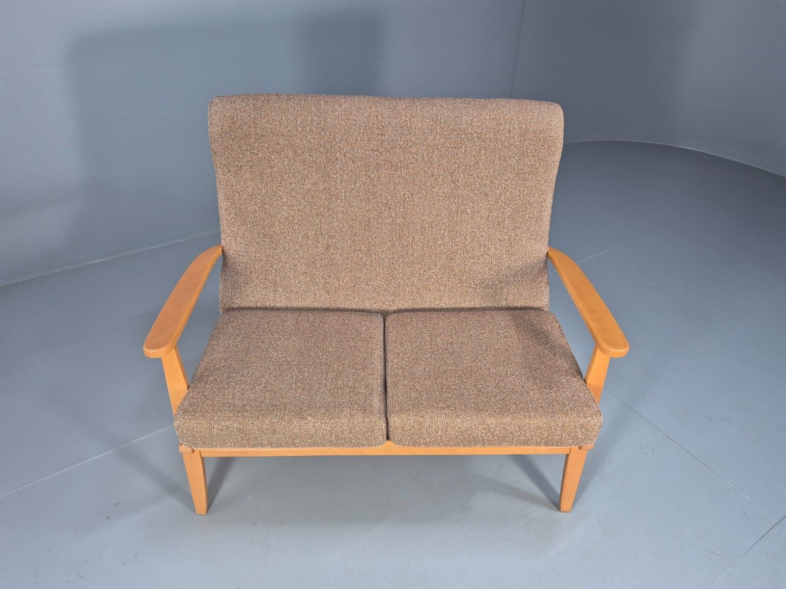 Vintage 2 Seater Sofa Beige Fabric Beech Frame Danish Design Eb9490 M2ss photo furniture