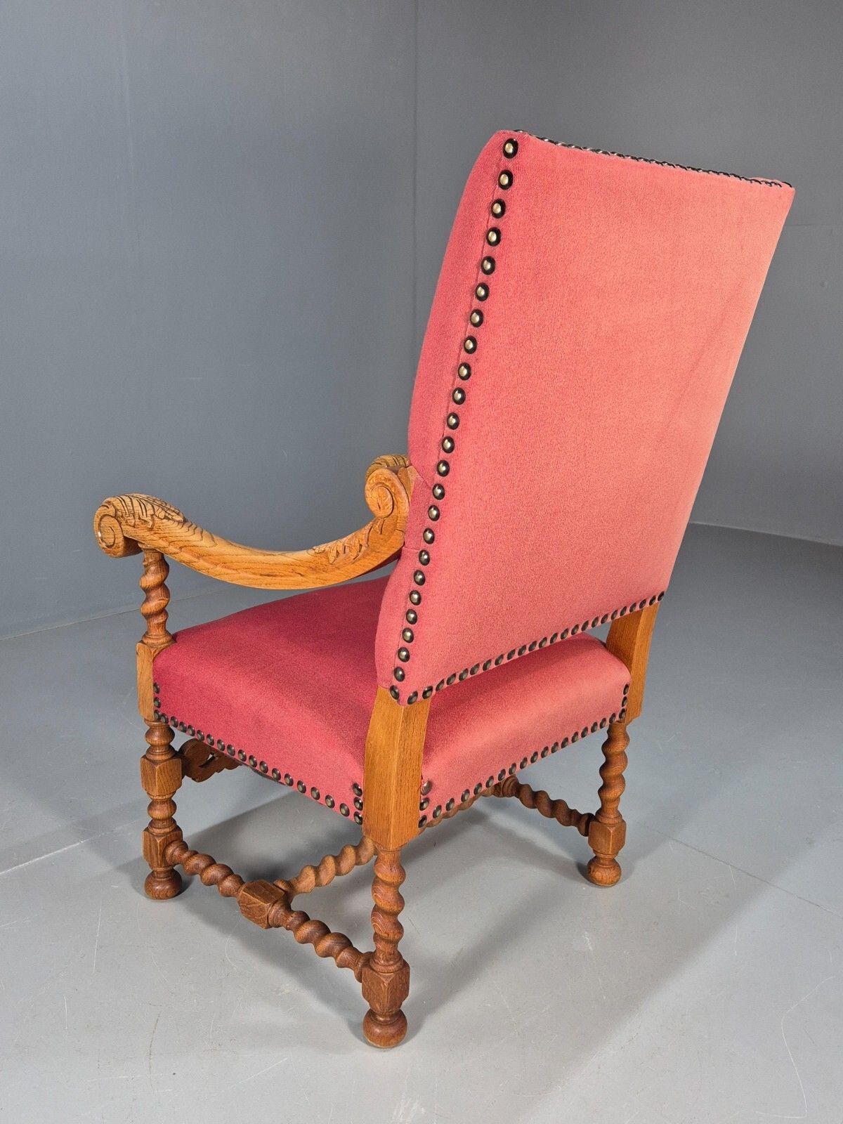 photo furniture Vintage Danish Baroque Style Armchair In Red Wool And Oak 1950s  Eb9582 Vcar