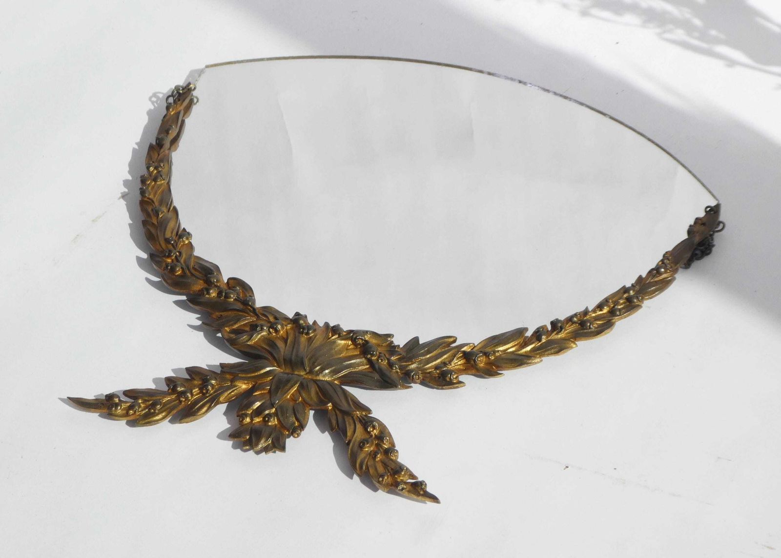 Antique French Rococo Style Mirror With Bronze, Semi Frameless Wall Mirror With Floral Frame photo buy