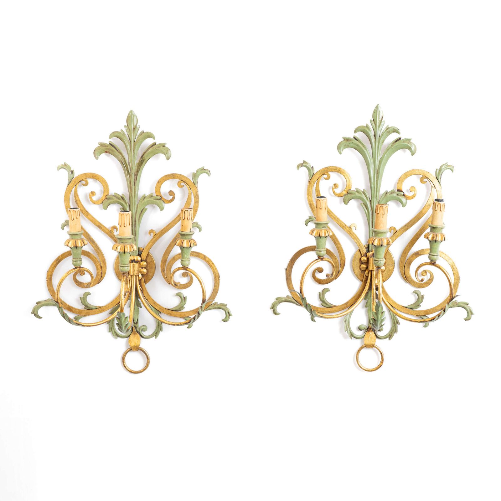 A Pair Of French Gilt Wood And Metal Wall Lights