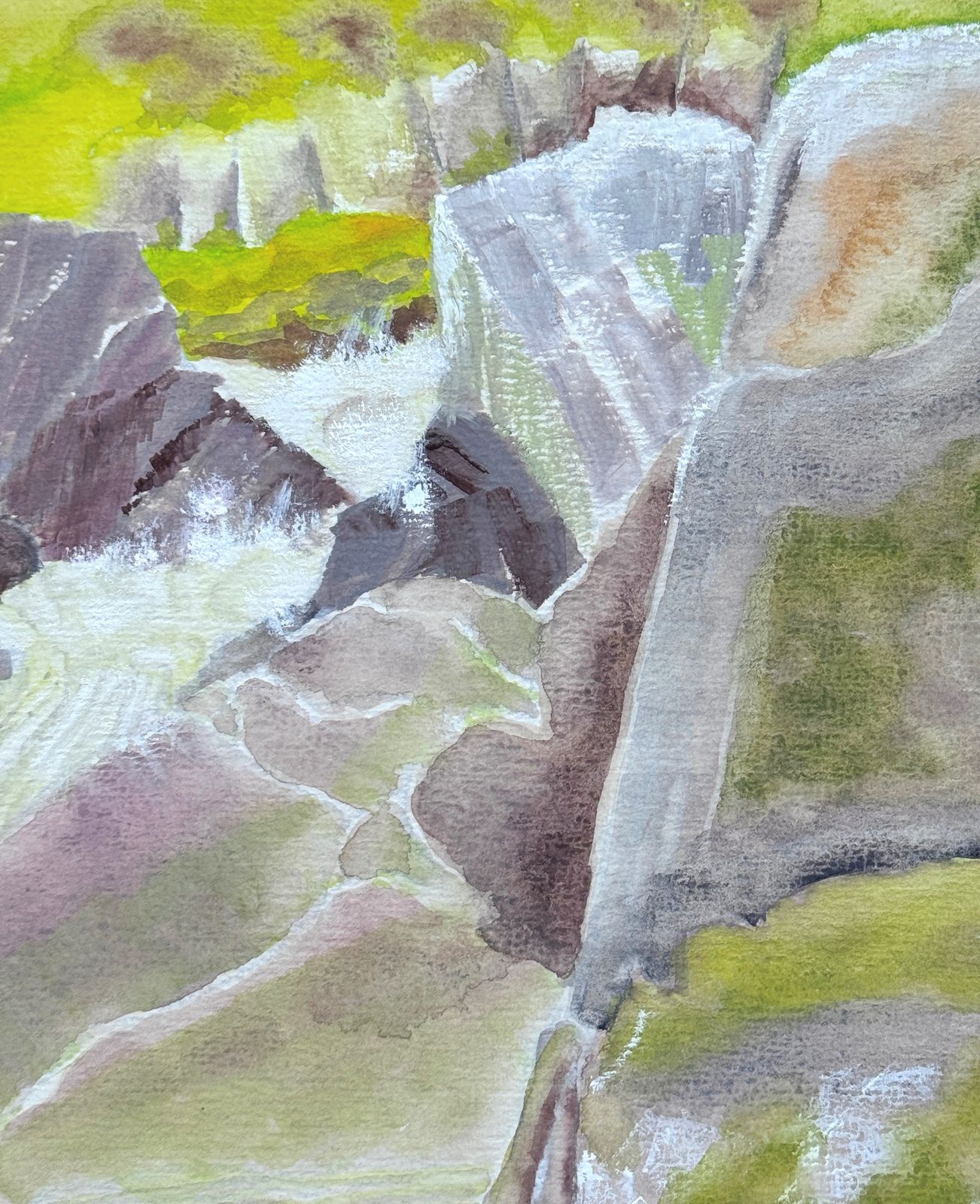 Watercolour Of A Welsh Waterfall  Contemporary Art Painting photo for sale