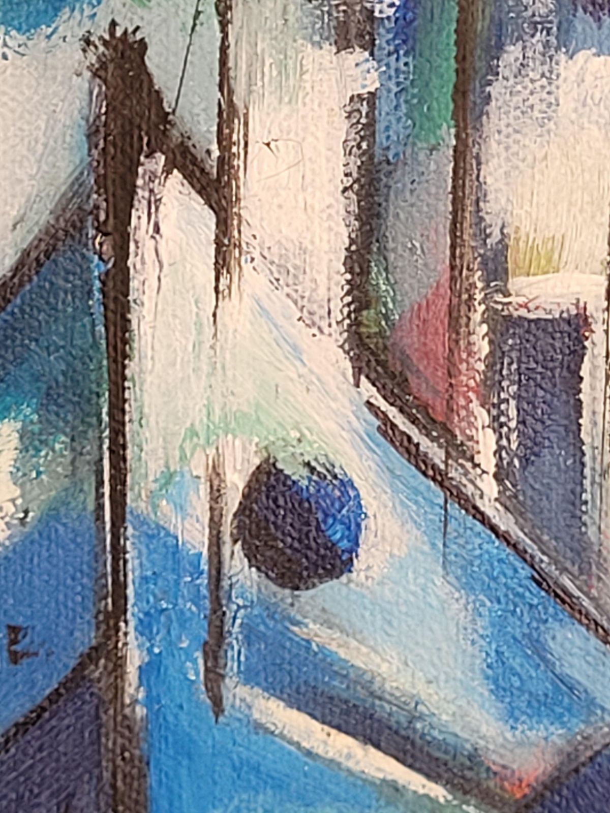 photo furniture Boats In Harbour. Contemporary Cubist Acrylic On Canvas By Lombardo