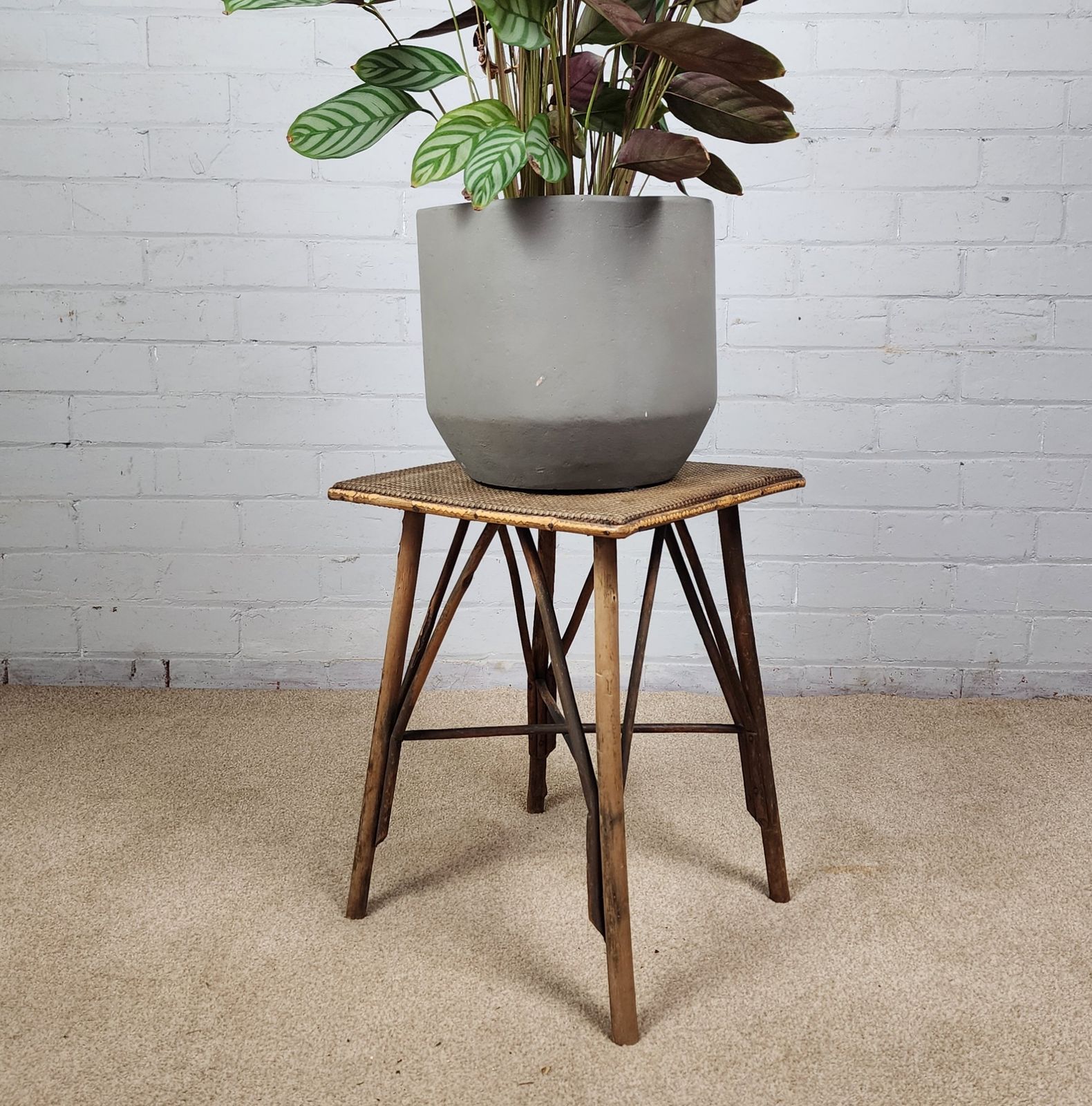 Small Early 20th Century Bamboo And Rattan Plant Stand photo furniture