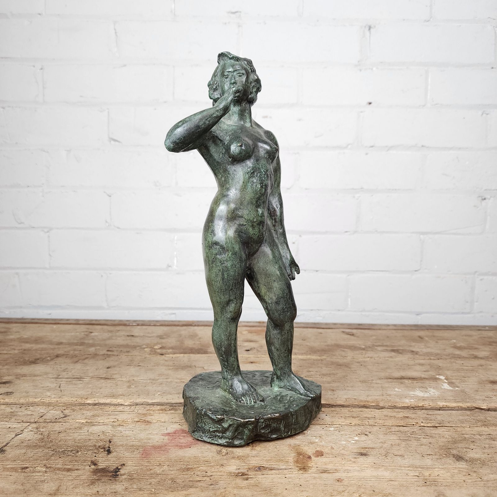 Yvonne Clergerie B.1942   Verdigris Bronze Female Study photo vinterior