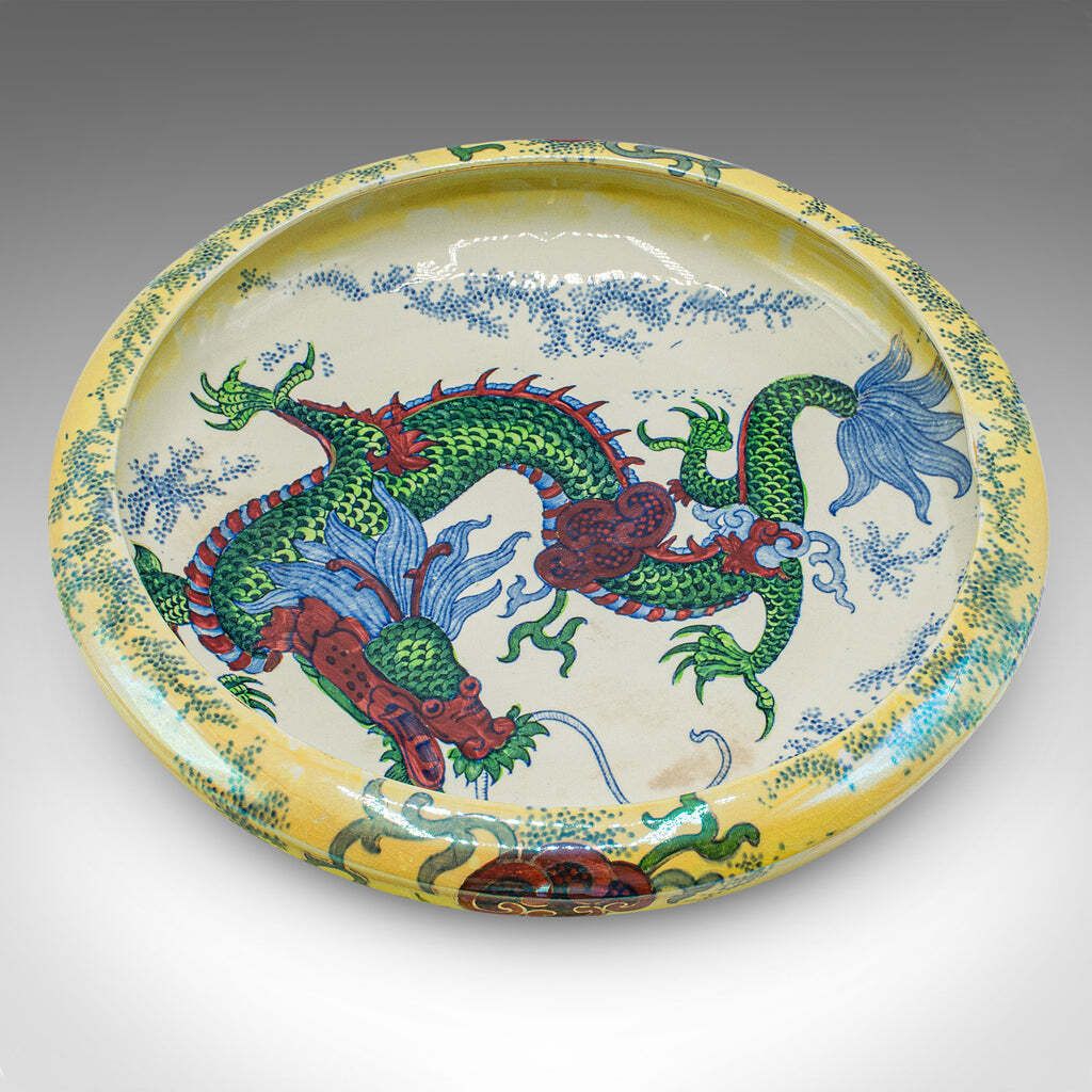 Antique Serving Bowl, English, Ceramic, Fruit Dish, Oriental Taste, Circa 1920 photo for sale