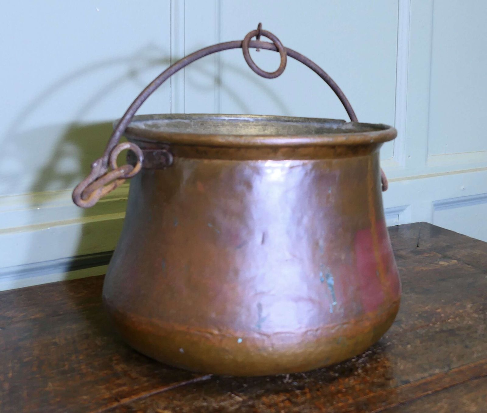 19th Century Copper Cauldron Cooking Pot photo furniture