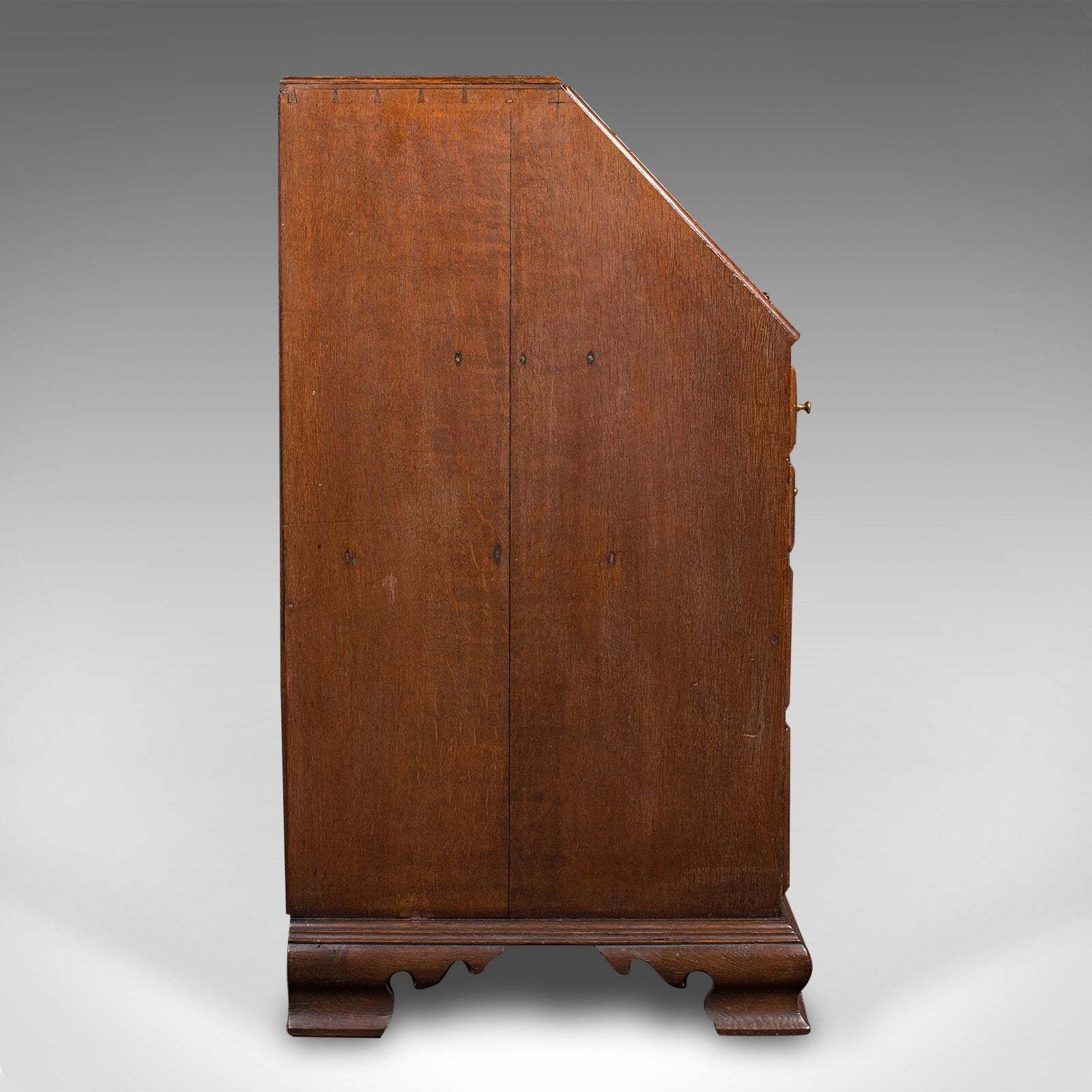 Large Antique Fall Front Bureau, English, Oak, Writing Cabinet, Georgian, C.1750 photo vinterior