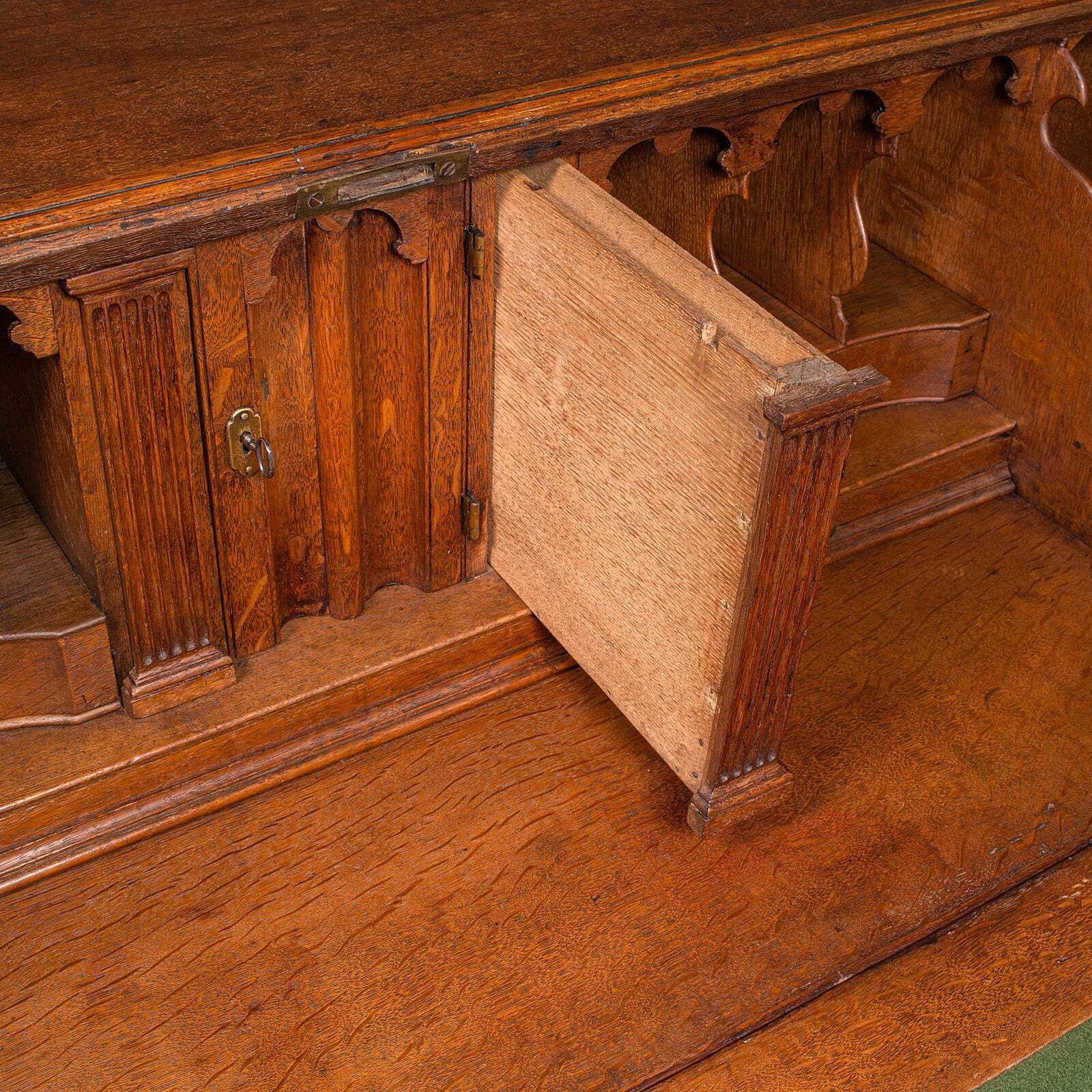 Furniture Large Antique Fall Front Bureau, English, Oak, Writing Cabinet, Georgian, C.1750 photo
