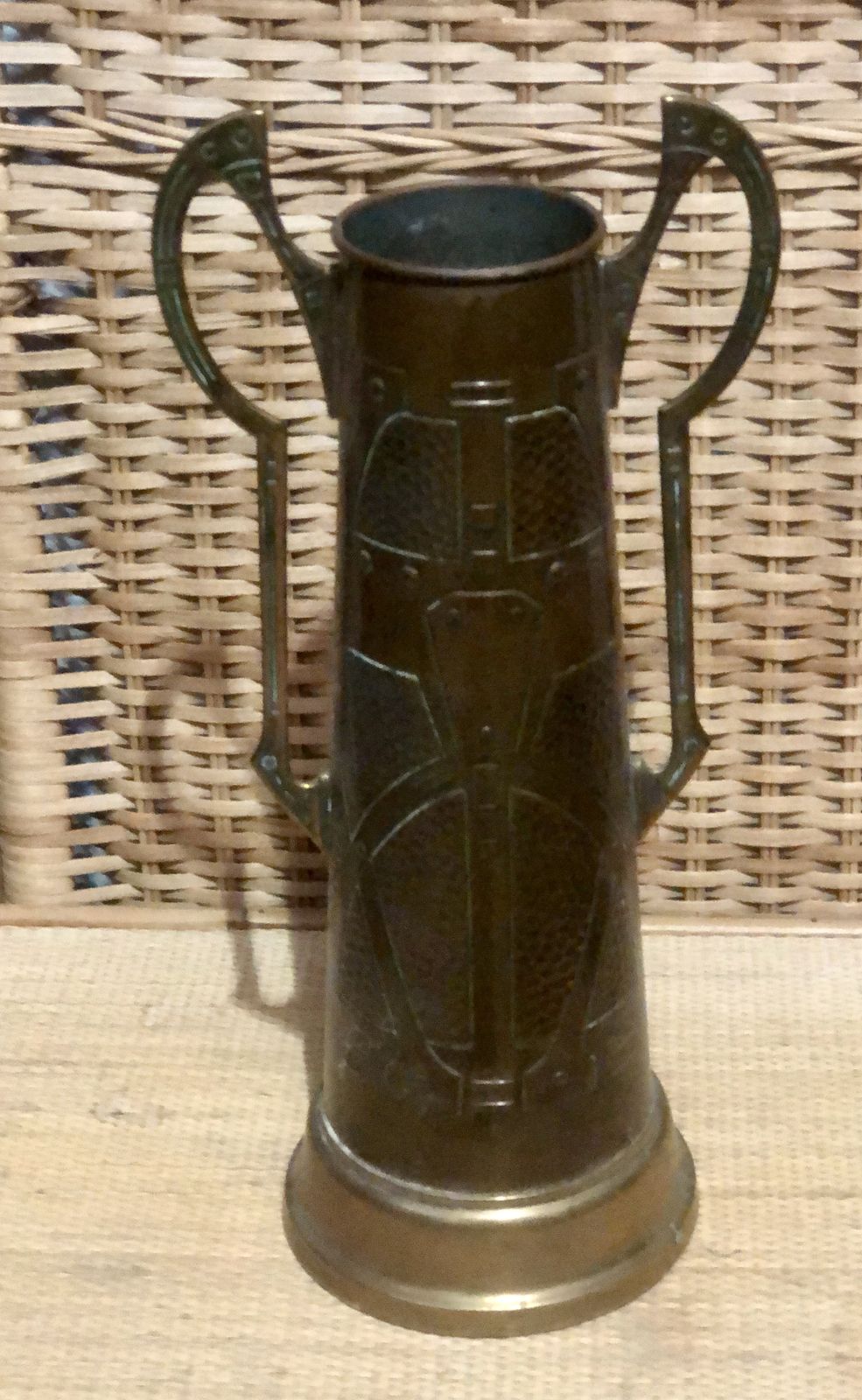 photo furniture Handsome Art Nouveau Copper Vase Made In Germany