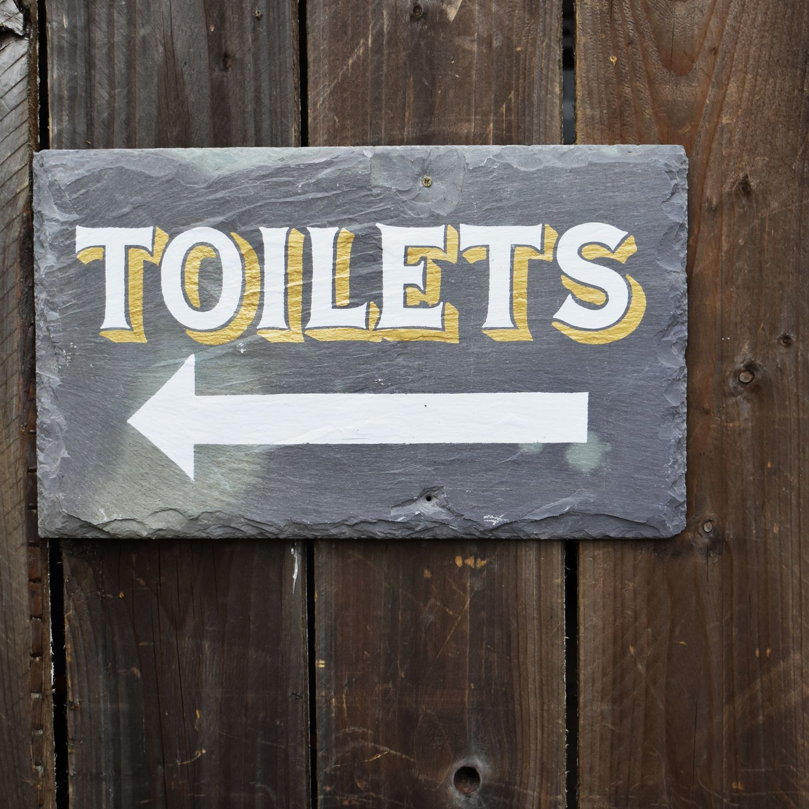 Salvaged Slate Hand Painted Signwriting Toliet Arrow Wall Plaque Sign Two Avail photo Home Decor